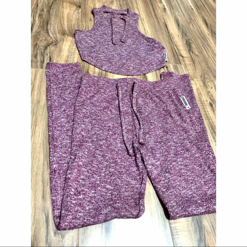 Gymshark Slounge Set in deep plum marl